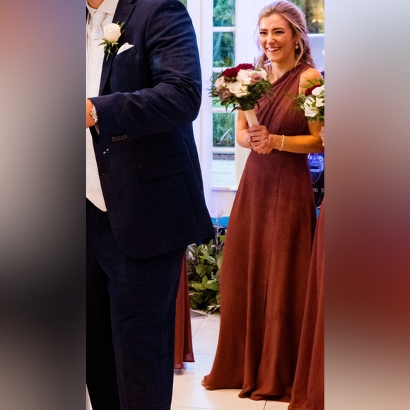 Birdy Grey Kira Bridesmaid Dress -  Chiffon in Dark Mauve, Size XS, with Slit - Picture 2 of 11